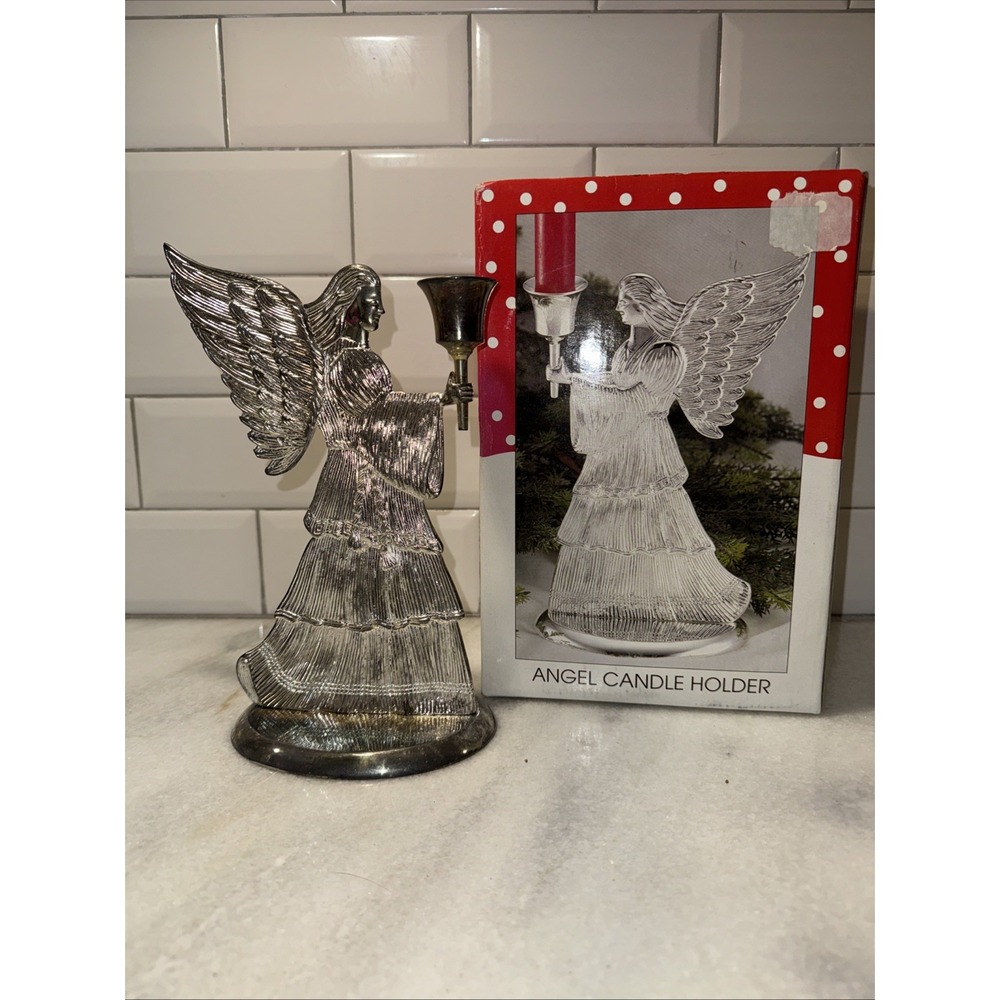 INTERNATIONAL SILVER CO. 1994 SILVERPLATE ANGELIC CANDLE HOLDER‎